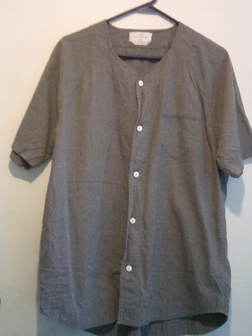 Your Neighbors Button Up Shirt Womans Size L Gray Short Sleeve